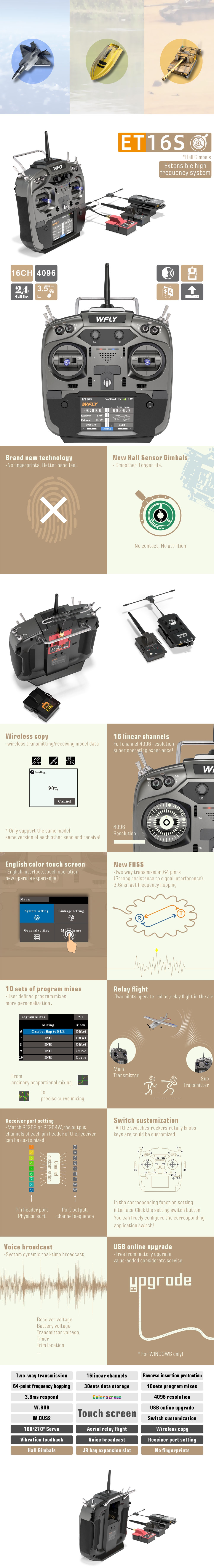 16ch rc transmitter WFLY ET16s rc radio remote