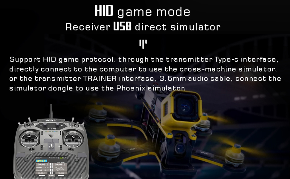 WFLY ET16Pro RC Transmitter Full Metal Hall Sensor Gimbals ELRS Dual Built-in RF Modules 500mW Max Power15W Fast Charge